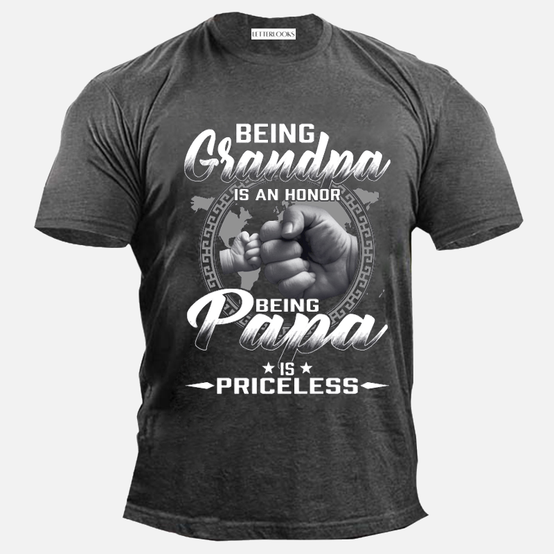 Being Grandpa Is An Honor Being Papa Is Priceless Men's Casual T-Shirt