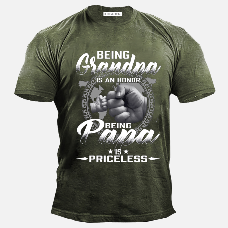 Being Grandpa Is An Honor Being Papa Is Priceless Men's Casual T-Shirt