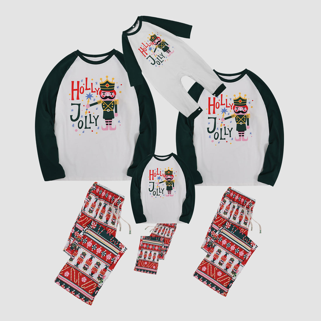 LETTERLOOKS Holly Jolly Print Family Matching Christmas Pajamas Sets