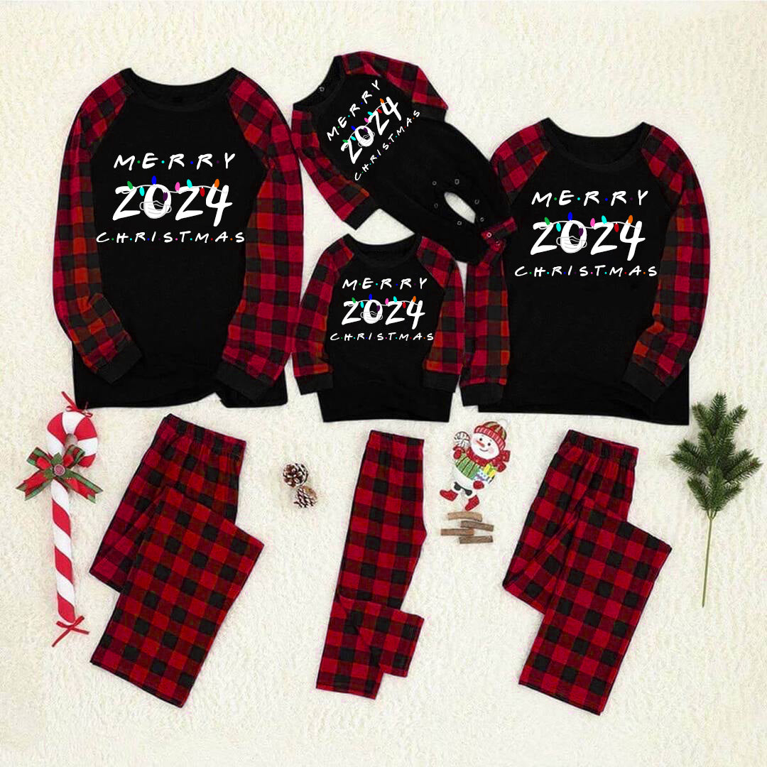 Merry Christmas 2024 Red Plaid Family Matching Pajamas